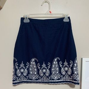 Francesca’s navy blue detailed skirt
